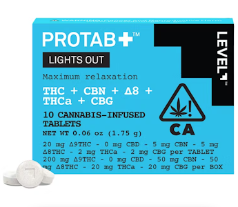 Level - PROTAB+ LIGHTS OUT THC, CBN, THCA, CBG 10-PACK TABLETS