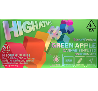 Highatus - 2:1 GREEN APPLE THC:CBD 10-PACK SOUR GUMMIES